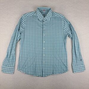 Stone Rose Shirt Mens XL Teal Check Plaid Hi Tech Dress Wear Lined Button Up
